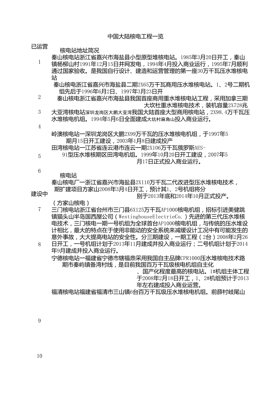 中国大陆核电工程一览_第1页