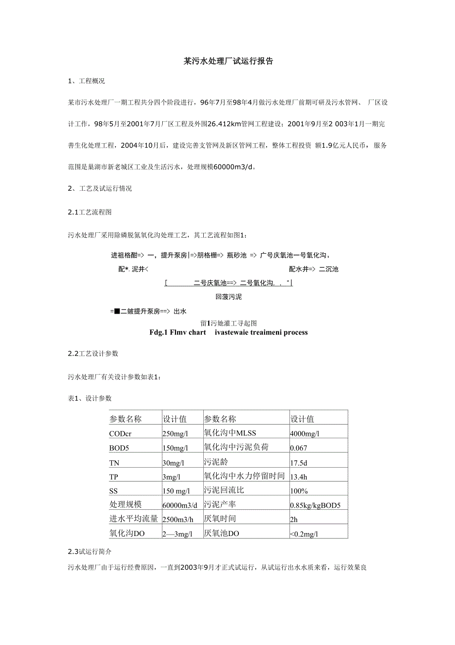 某污水处理厂试运行报告_第1页