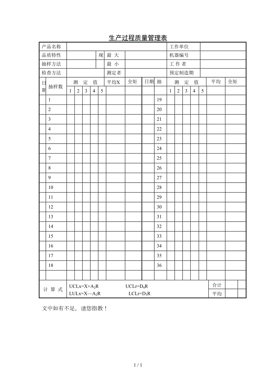 生产过程质量管理表_第1页