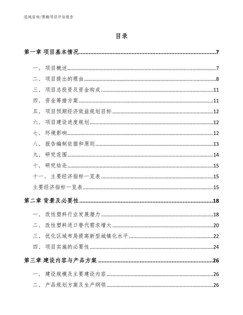 聚酯项目评估报告（范文模板）_第1页