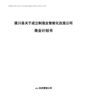 陇川县关于成立制造业智能化改造公司商业计划书
