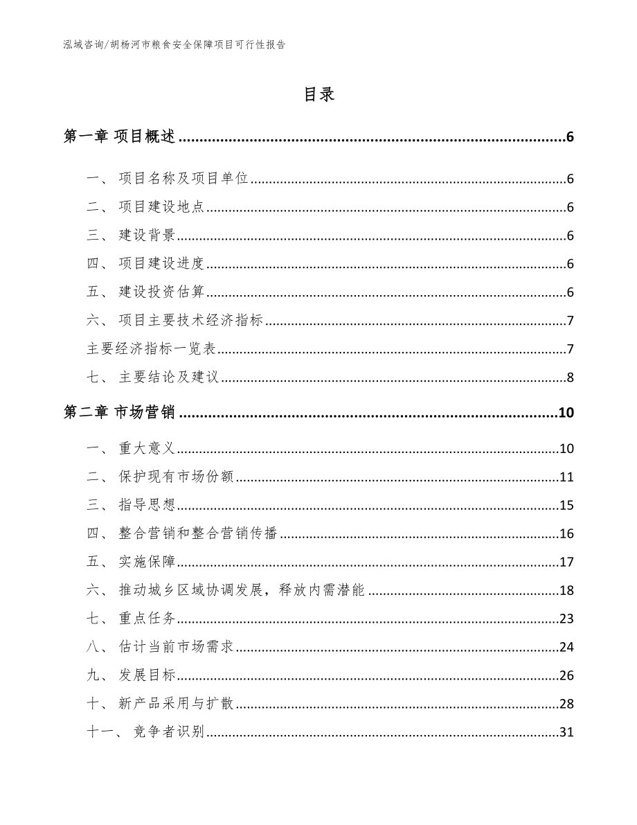 胡杨河市粮食安全保障项目可行性报告_模板参考_第1页