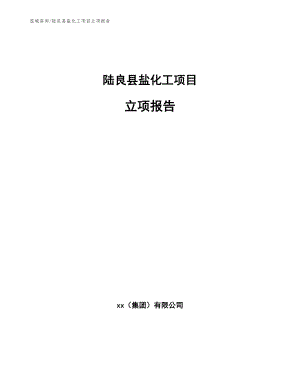 陆良县盐化工项目立项报告【范文参考】