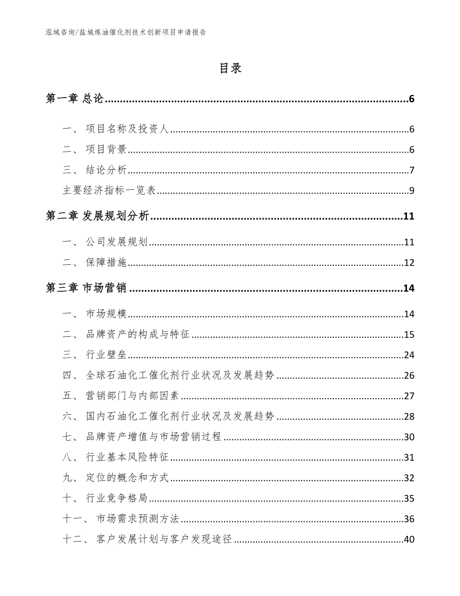 盐城炼油催化剂技术创新项目申请报告参考模板_第1页