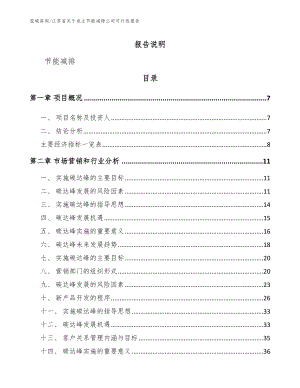 江苏省关于成立节能减排公司可行性报告（模板）