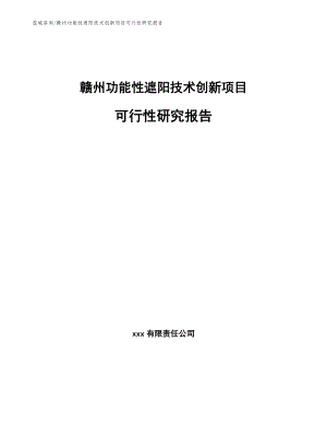 赣州功能性遮阳技术创新项目可行性研究报告_范文模板