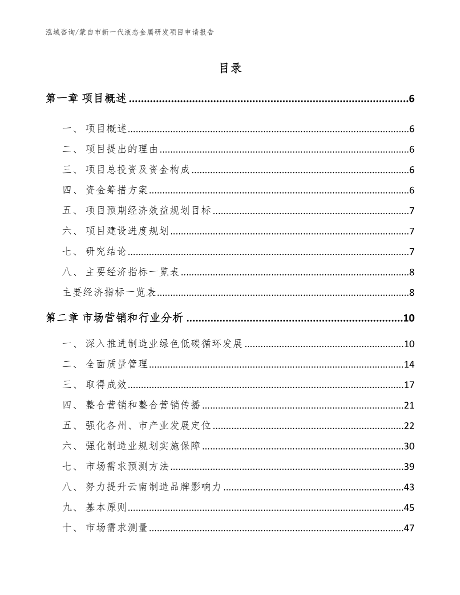 蒙自市新一代液态金属研发项目申请报告（范文）_第1页