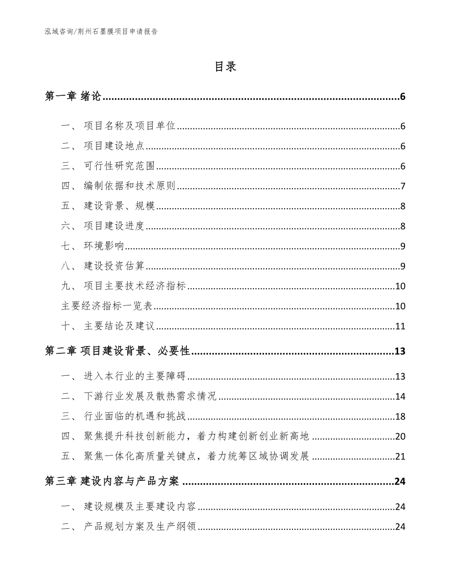 荆州石墨膜项目申请报告_模板_第1页