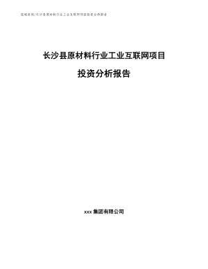 长沙县原材料行业工业互联网项目投资分析报告_模板