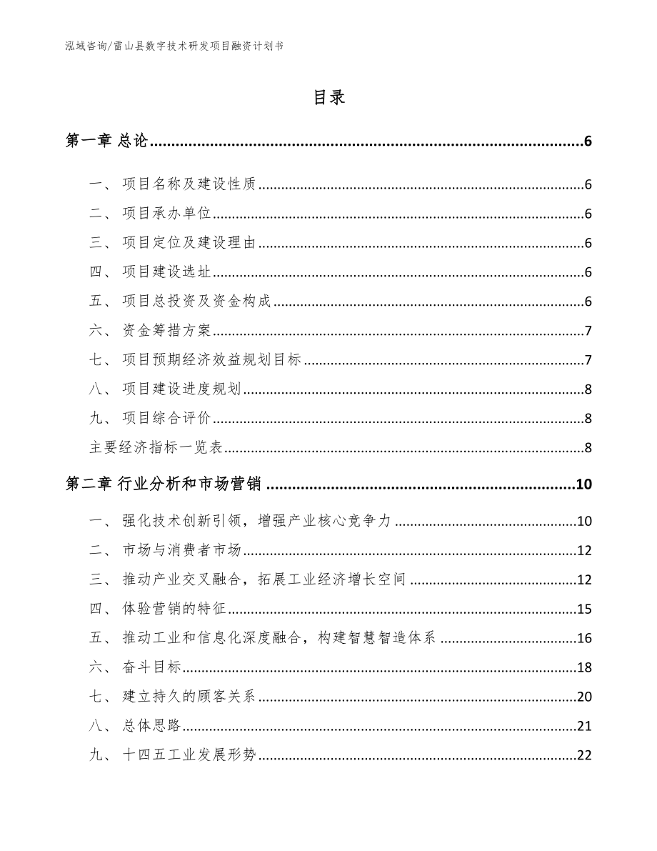 雷山县数字技术研发项目融资计划书_第1页