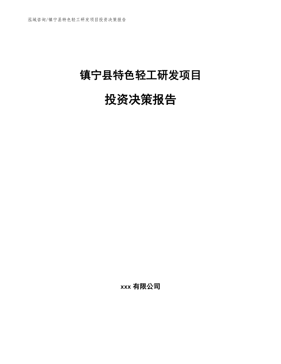 镇宁县特色轻工研发项目投资决策报告【模板】_第1页