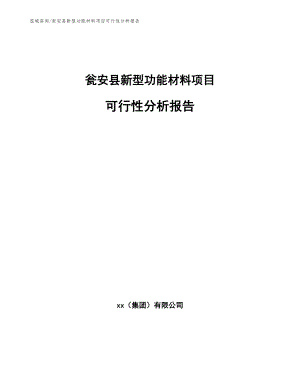 瓮安县新型功能材料项目可行性分析报告【模板范文】
