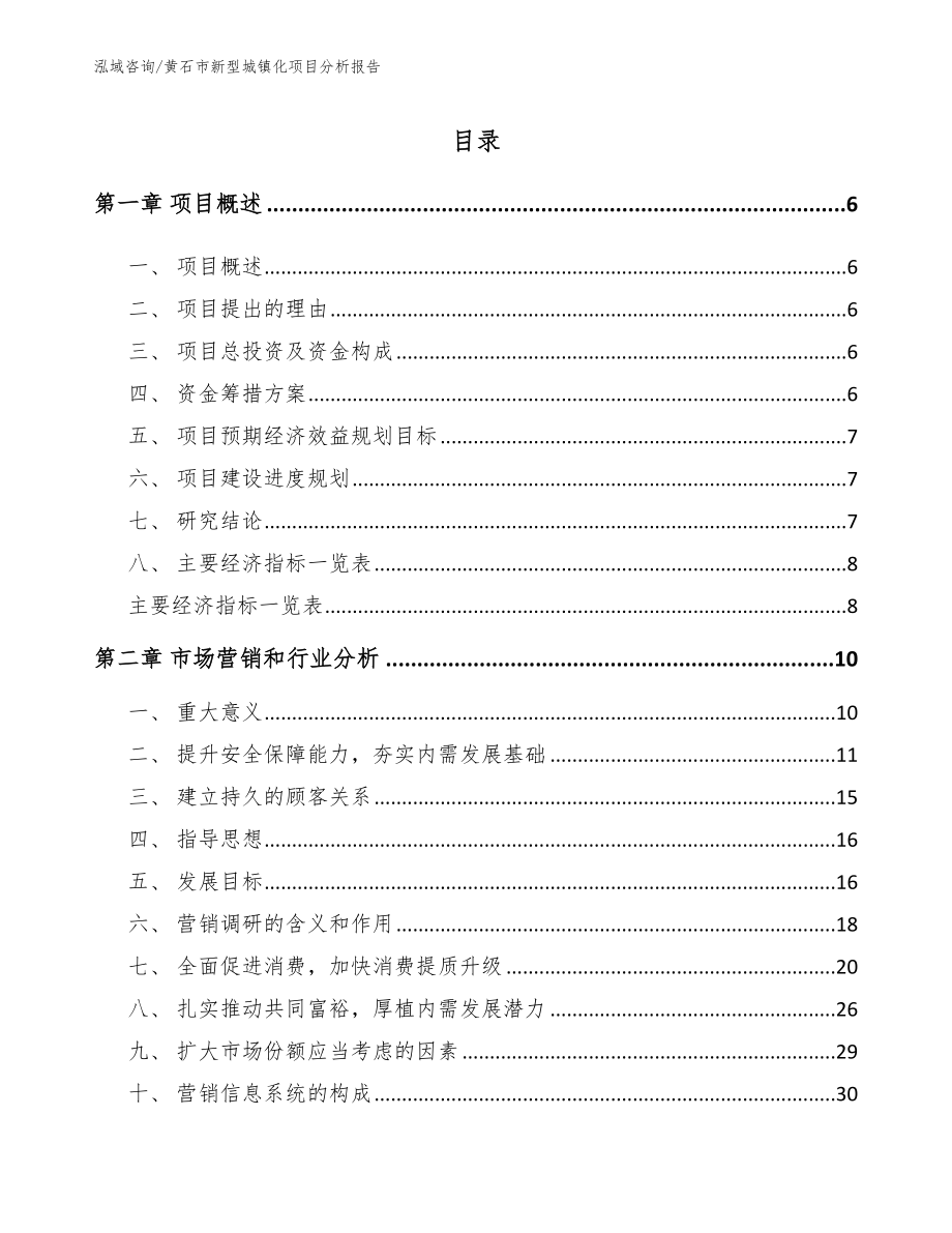 黄石市新型城镇化项目分析报告范文参考_第1页