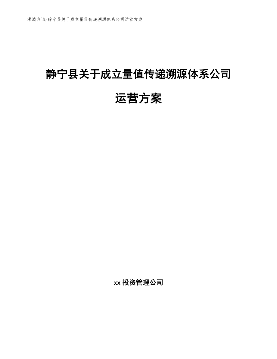 静宁县关于成立量值传递溯源体系公司运营方案（参考模板）_第1页