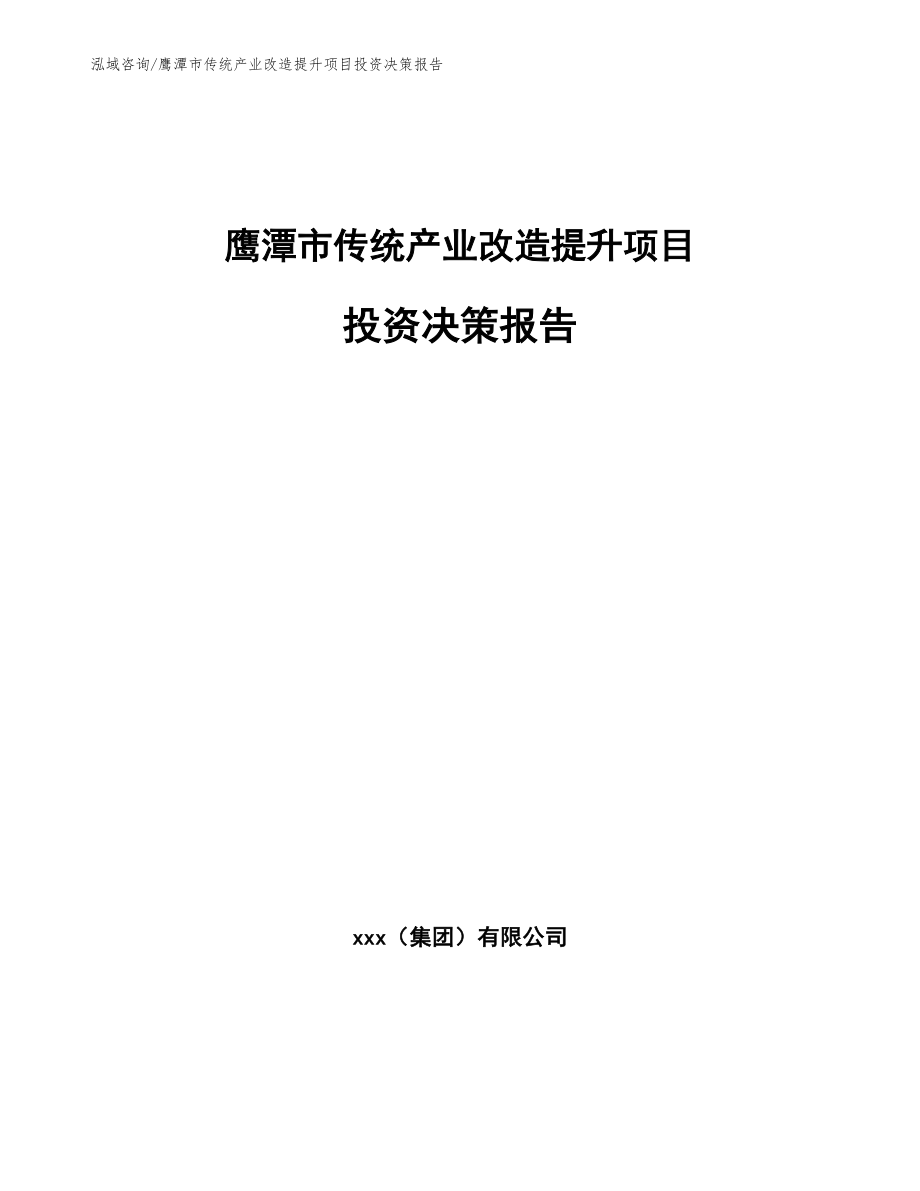 鹰潭市传统产业改造提升项目投资决策报告_第1页