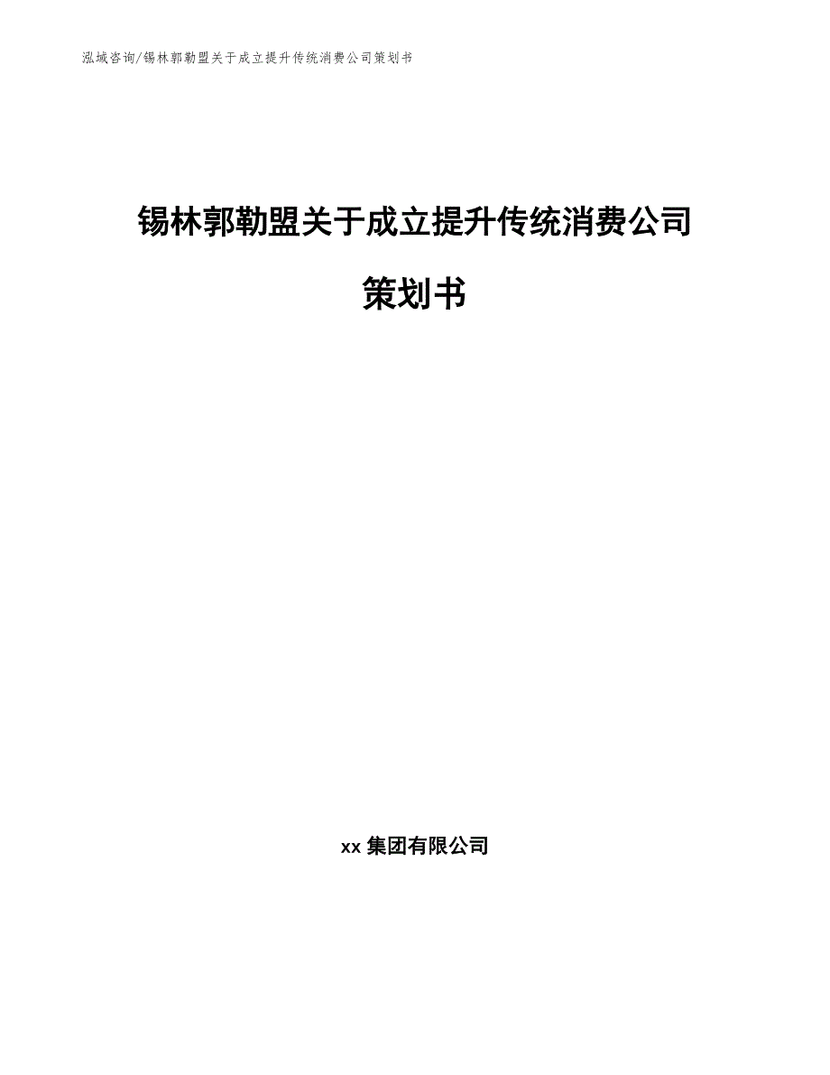 锡林郭勒盟关于成立提升传统消费公司策划书（参考模板）_第1页