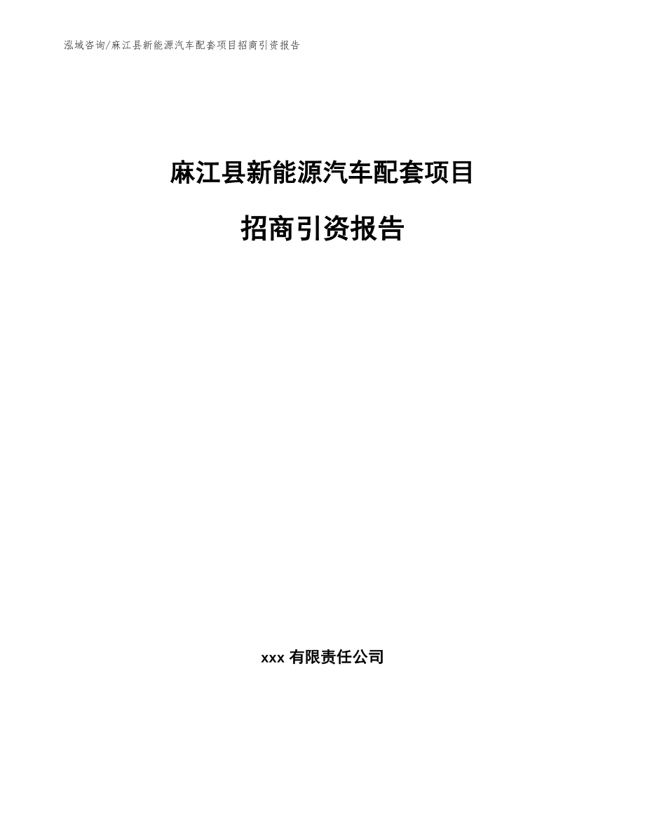 麻江县新能源汽车配套项目招商引资报告_模板参考_第1页