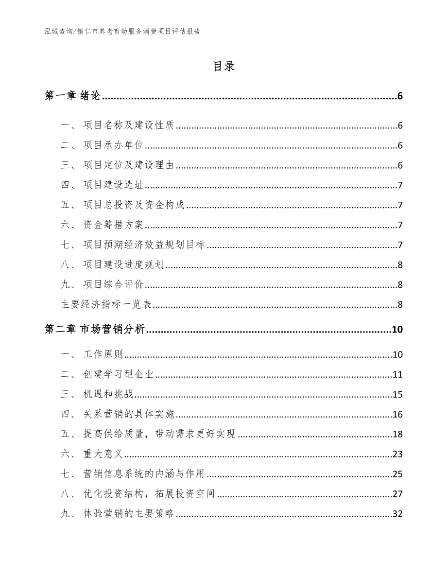 铜仁市养老育幼服务消费项目评估报告_第1页