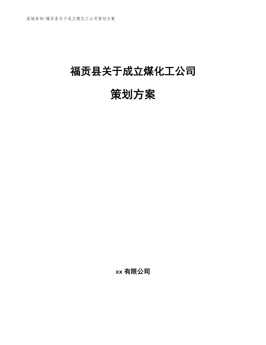 福贡县关于成立煤化工公司策划方案_第1页