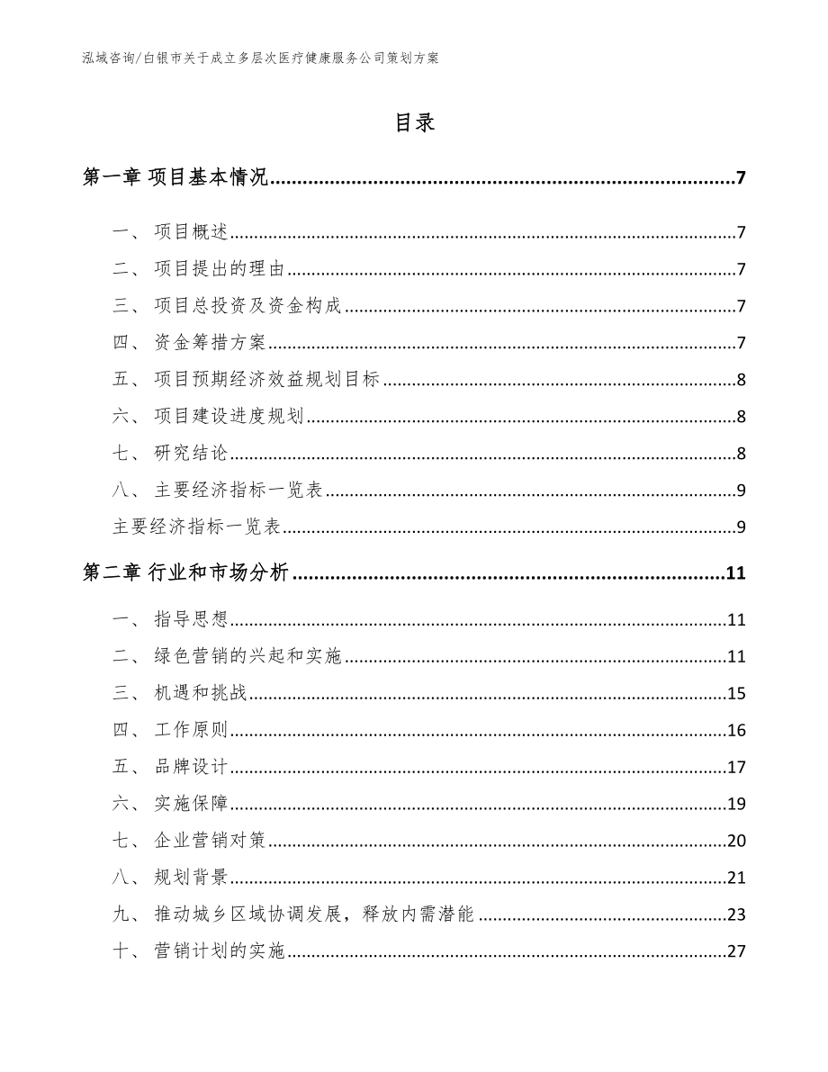 白银市关于成立多层次医疗健康服务公司策划方案_模板参考_第1页