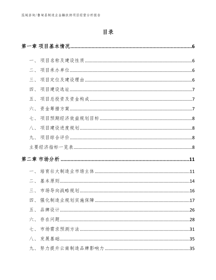 鲁甸县制造业金融扶持项目经营分析报告_第1页