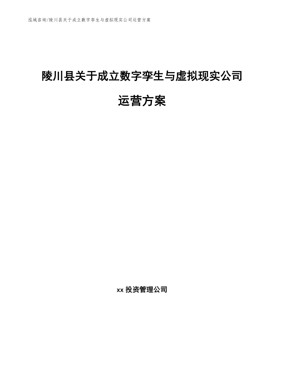 陵川县关于成立数字孪生与虚拟现实公司运营方案_模板参考_第1页