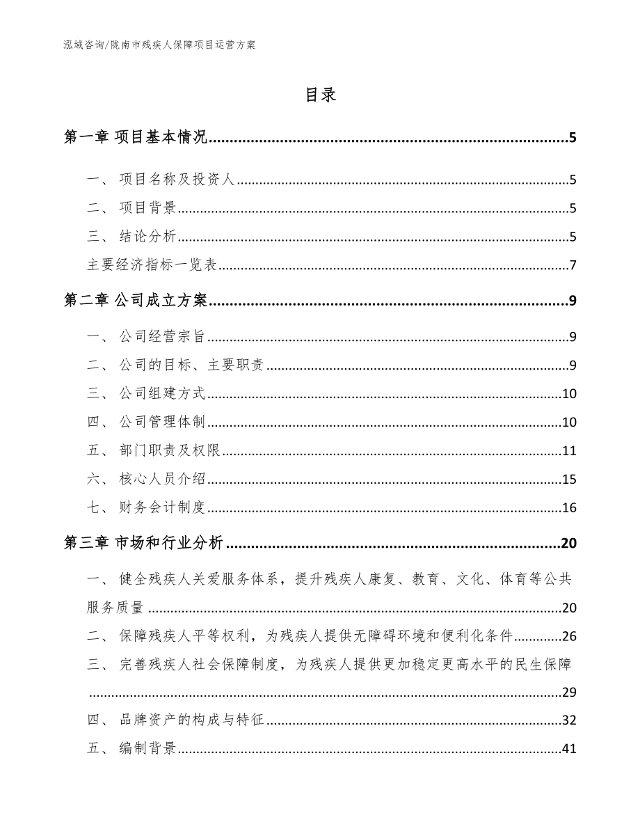 陇南市残疾人保障项目运营方案_第1页