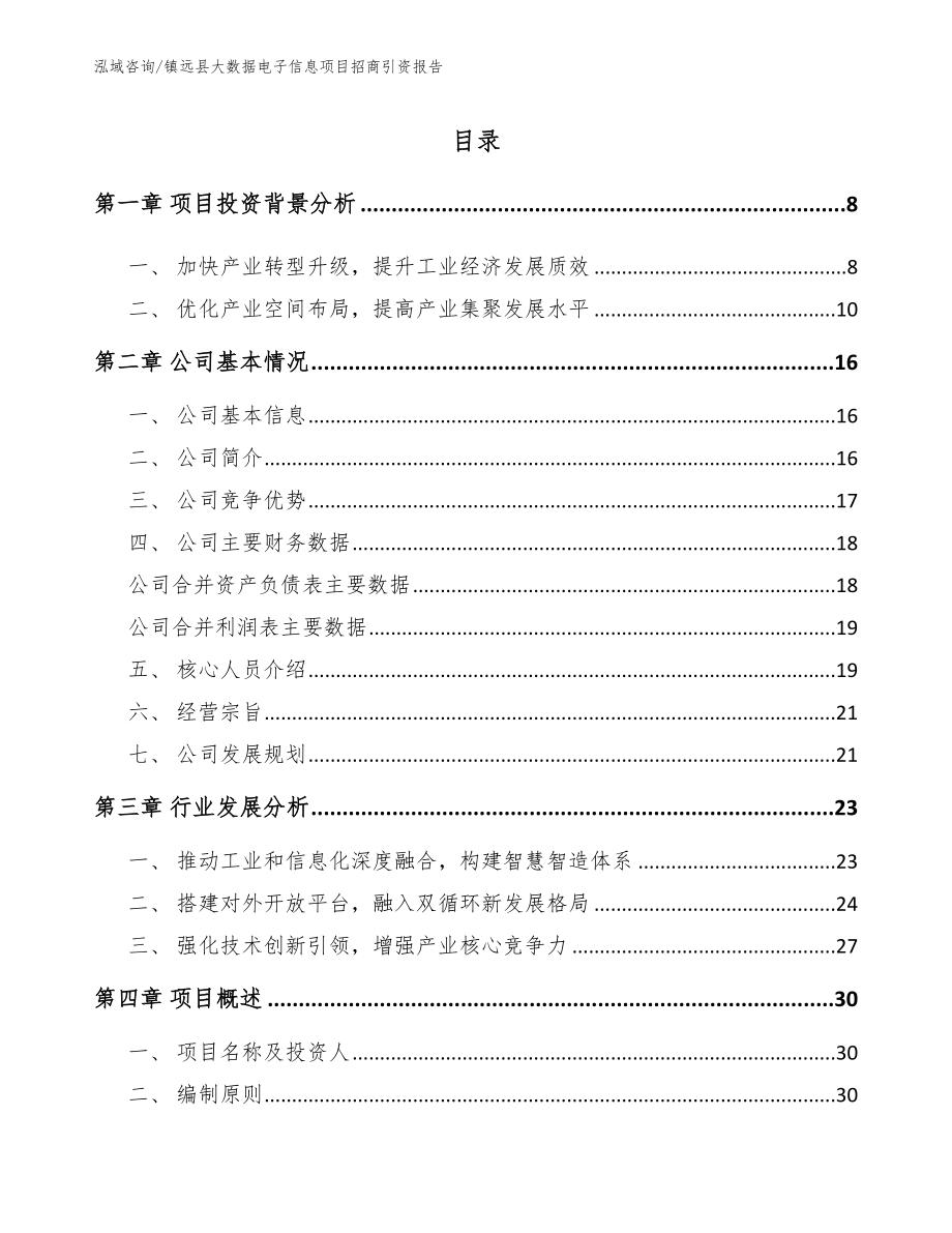 镇远县大数据电子信息项目招商引资报告_第1页
