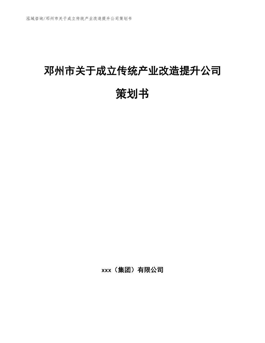 邓州市关于成立传统产业改造提升公司策划书_模板范本_第1页