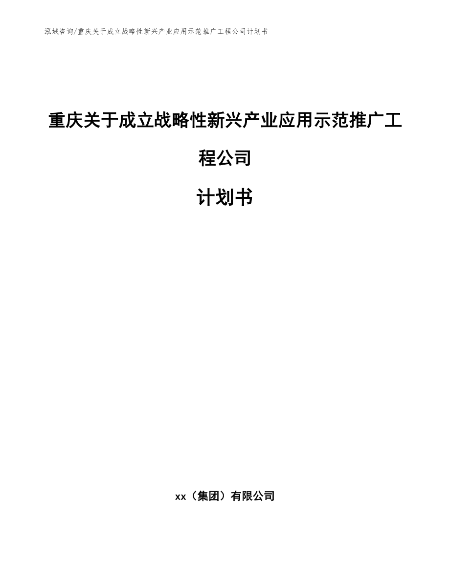 重庆关于成立战略性新兴产业应用示范推广工程公司计划书_第1页