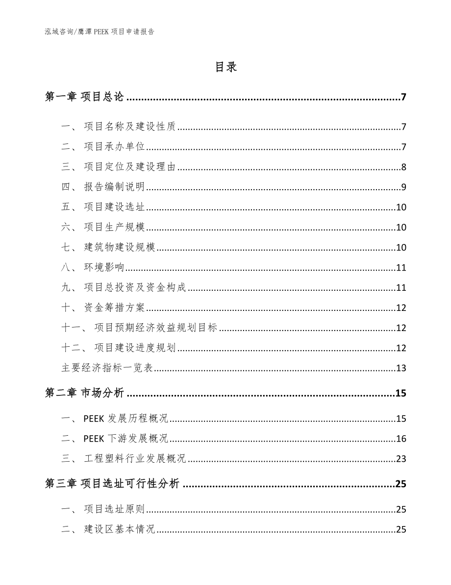 鹰潭PEEK项目申请报告参考模板_第1页