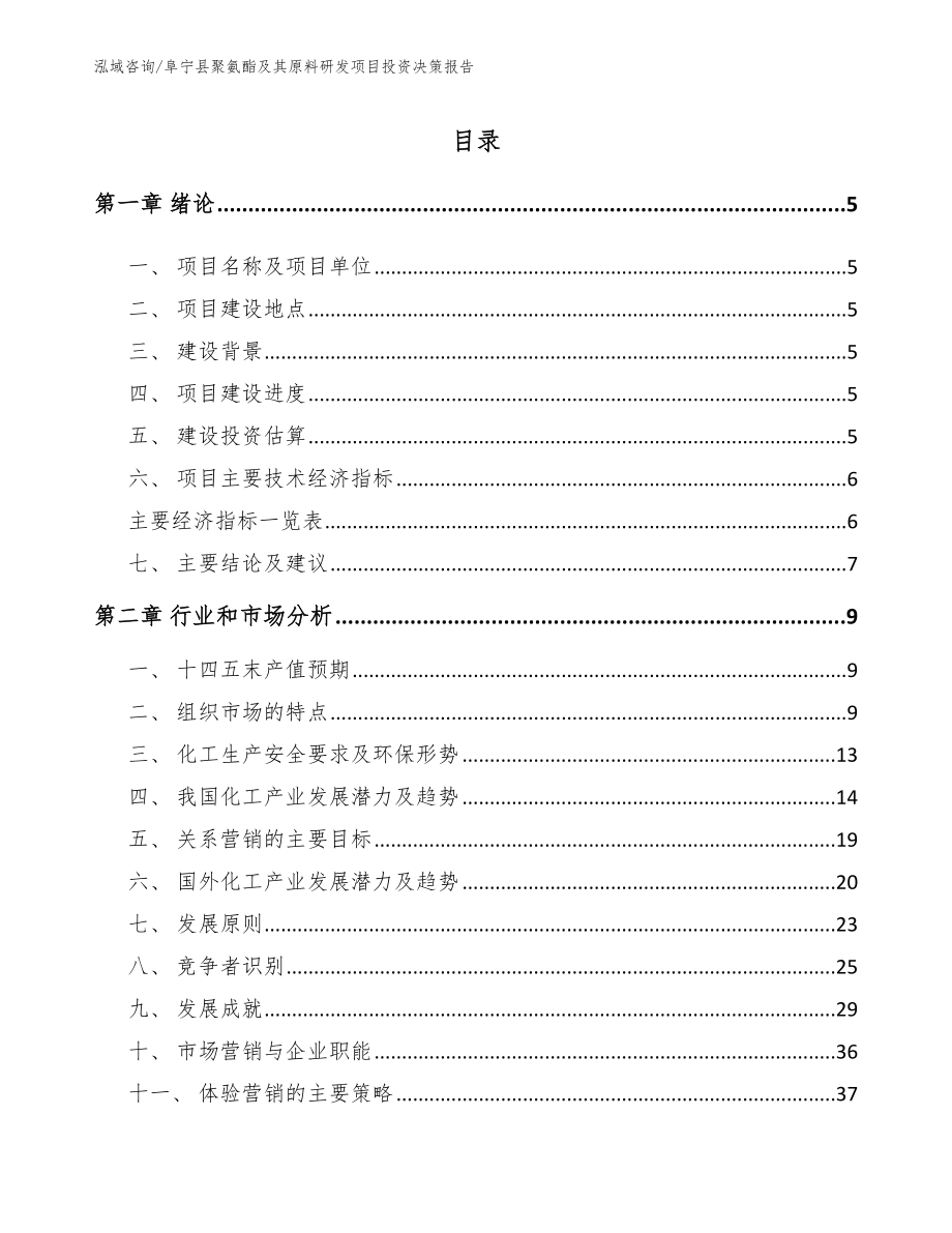 阜宁县聚氨酯及其原料研发项目投资决策报告_第1页