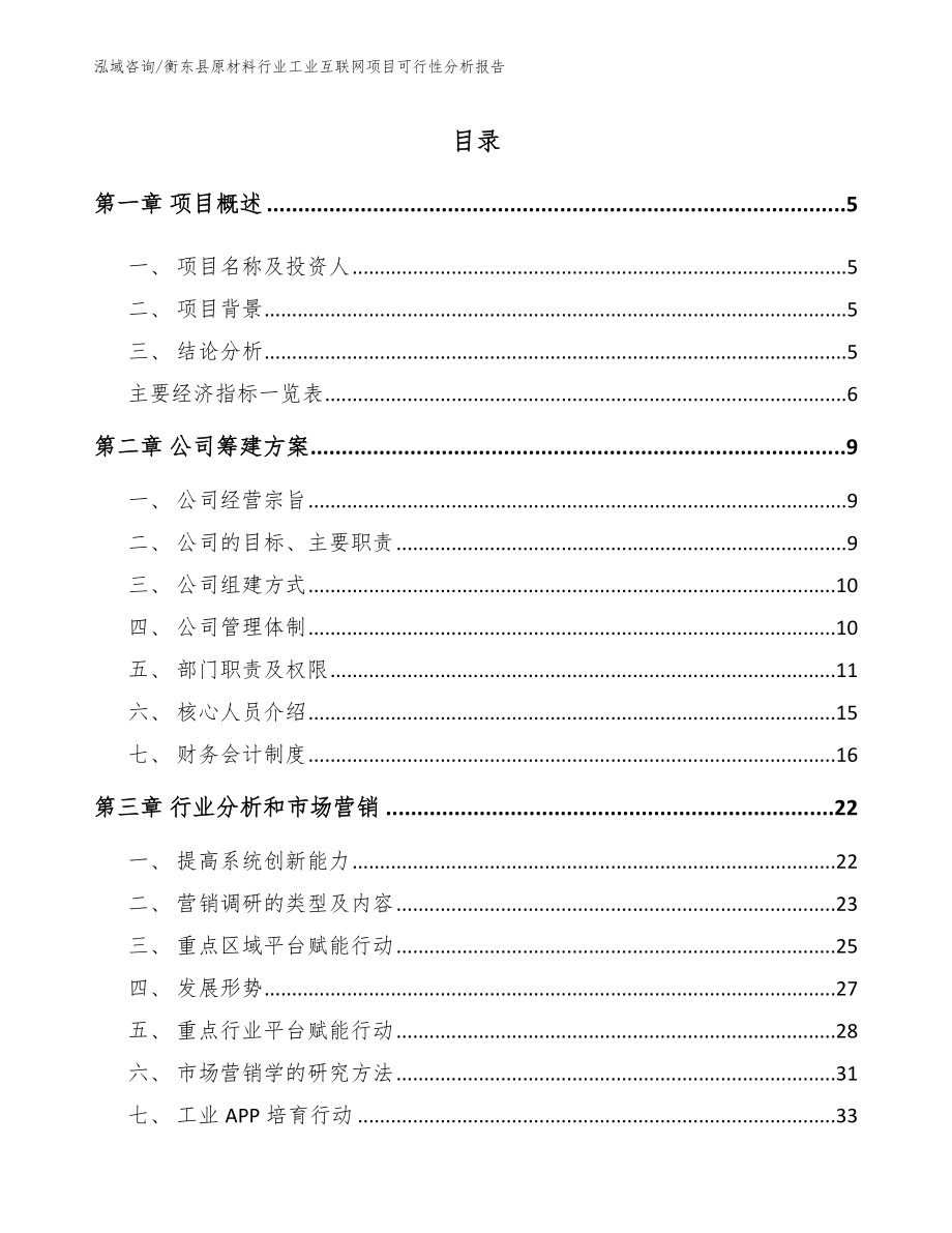 衡东县原材料行业工业互联网项目可行性分析报告模板参考_第1页