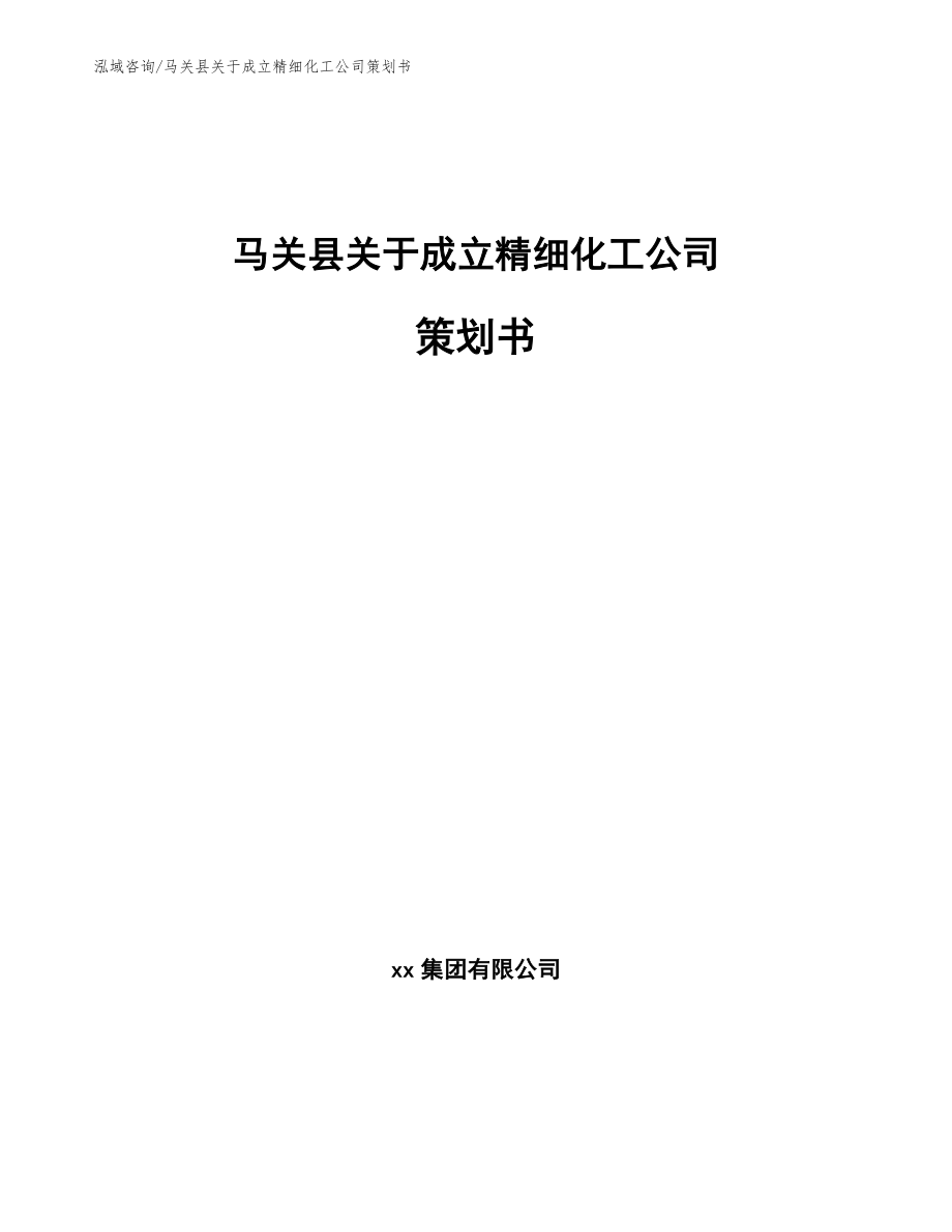 马关县关于成立精细化工公司策划书【模板范本】_第1页
