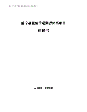 静宁县量值传递溯源体系项目建议书