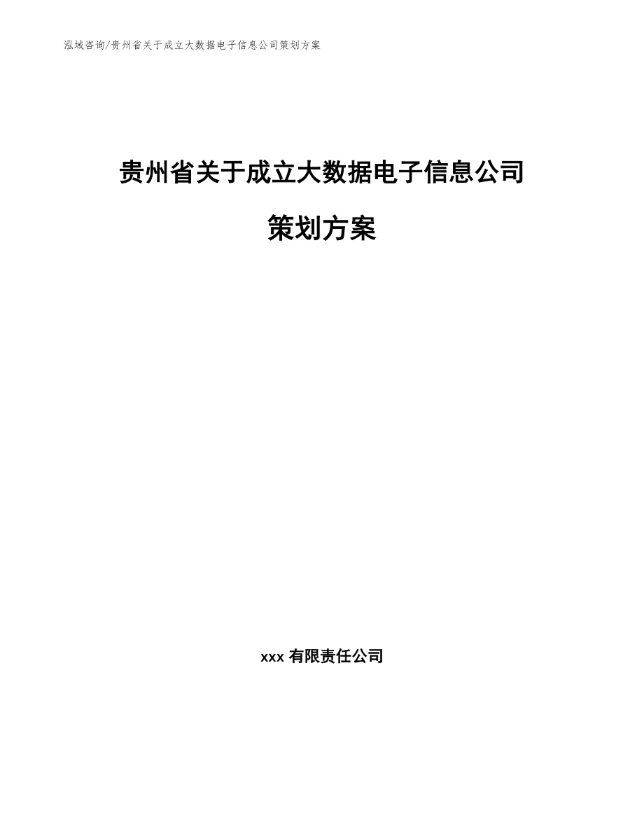 贵州省关于成立大数据电子信息公司策划方案（范文模板）_第1页