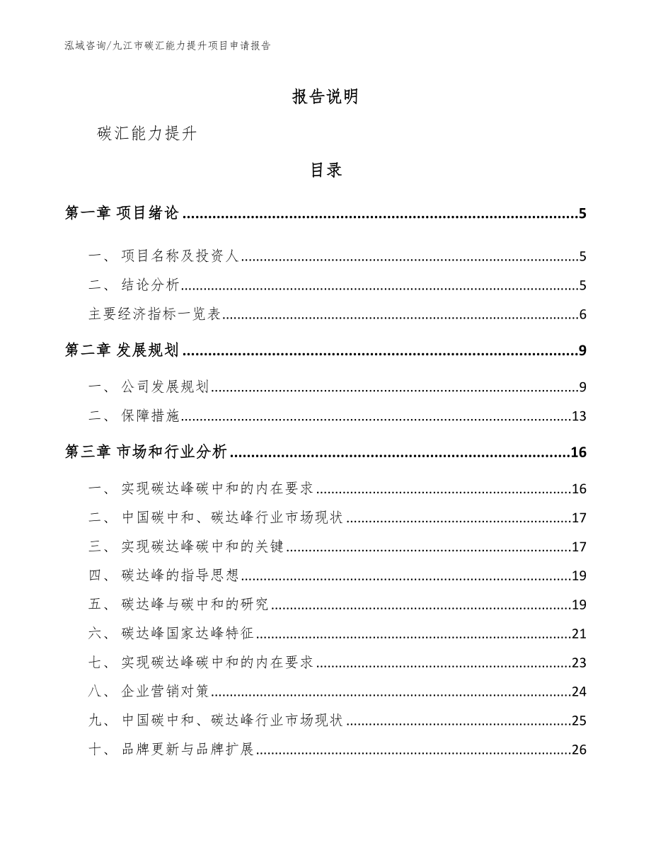九江市碳汇能力提升项目申请报告_参考模板_第1页