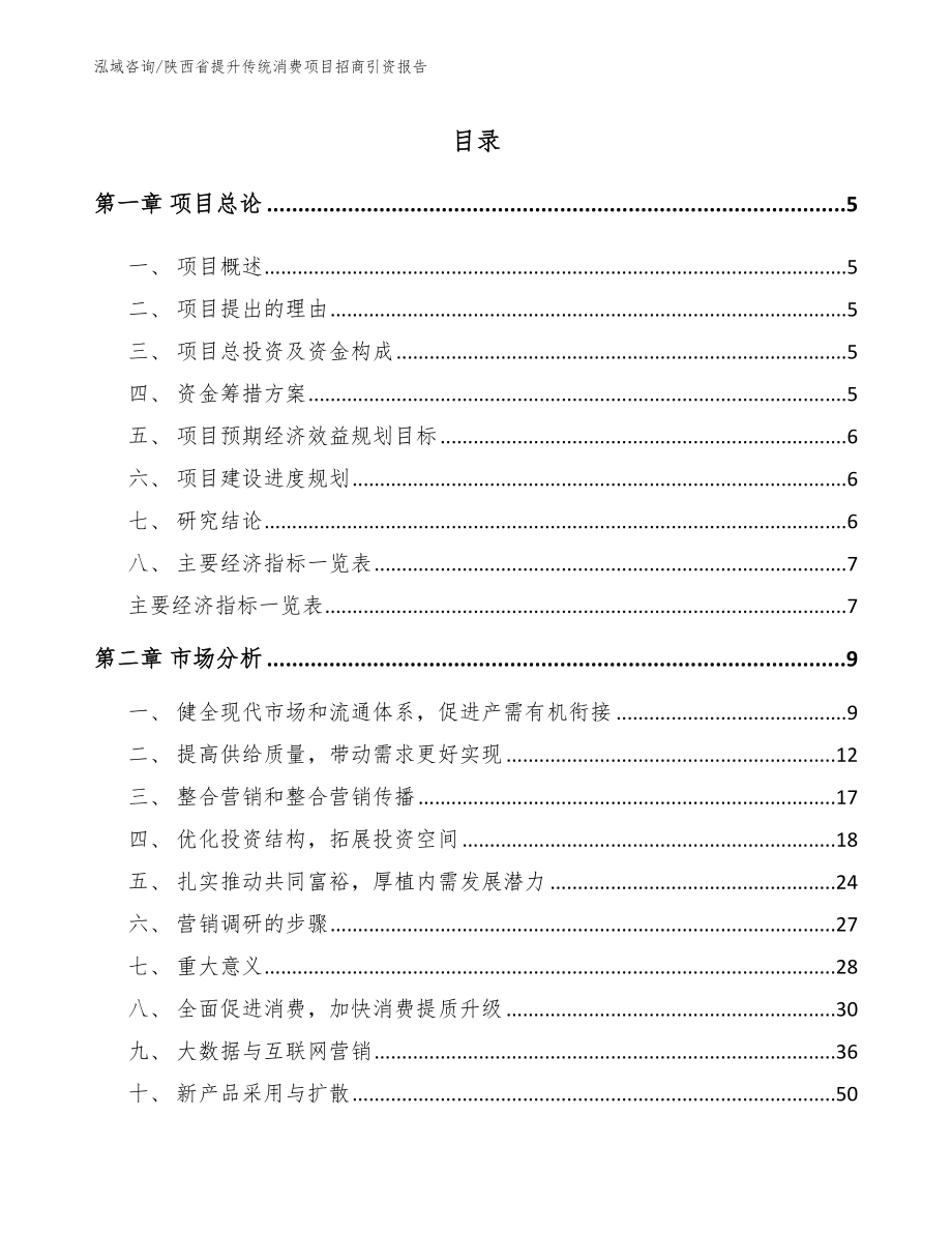 陕西省提升传统消费项目招商引资报告_模板参考_第1页