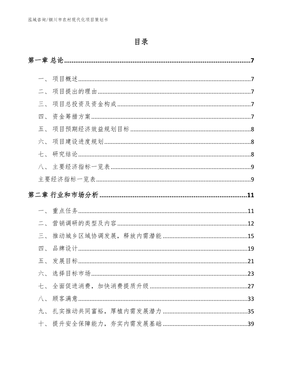 铜川市农村现代化项目策划书_第1页