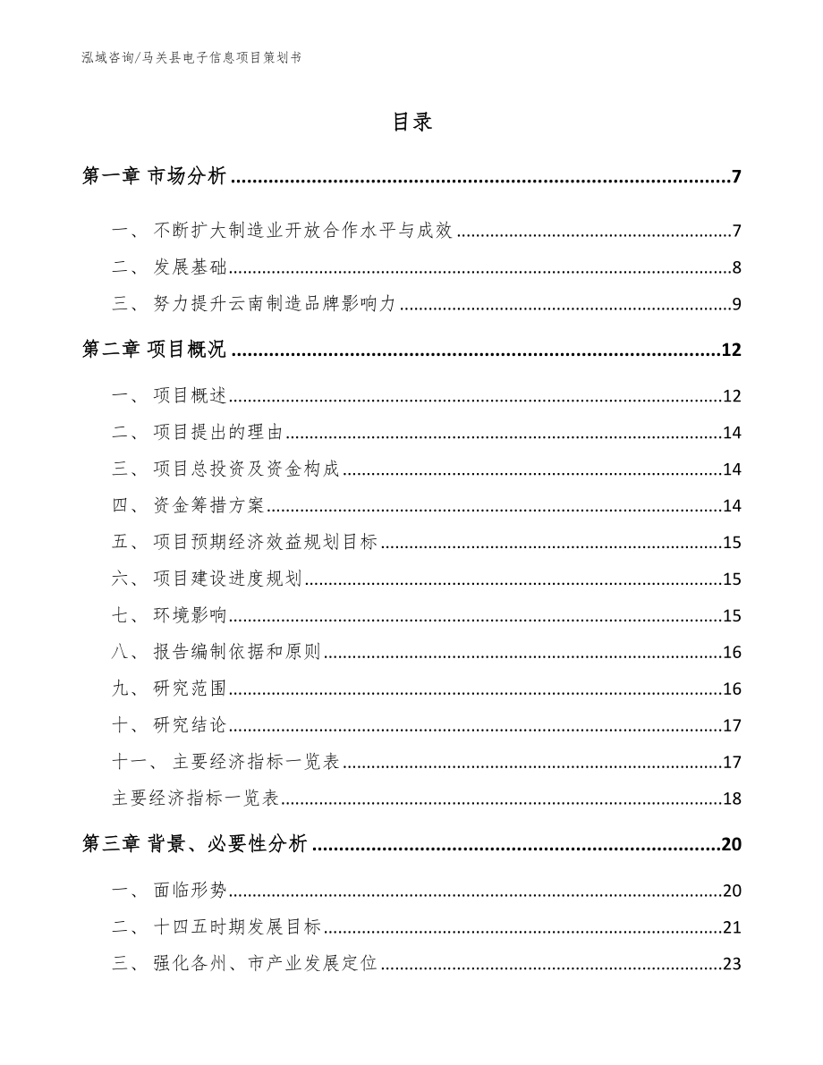 马关县电子信息项目策划书（模板范本）_第1页