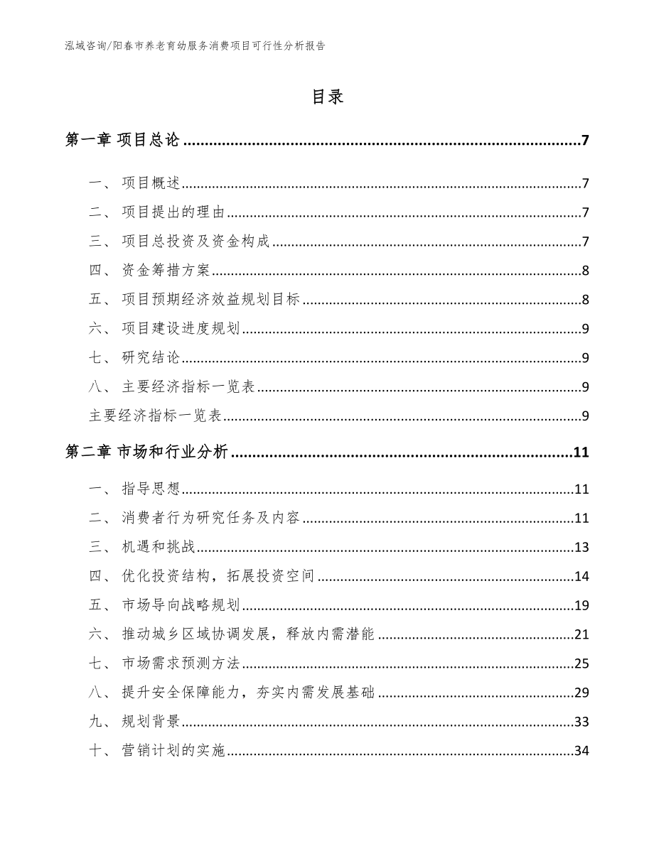 阳春市养老育幼服务消费项目可行性分析报告_范文模板_第1页