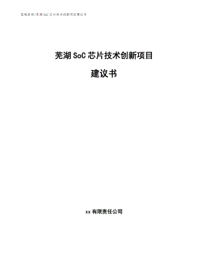 芜湖SoC芯片技术创新项目建议书