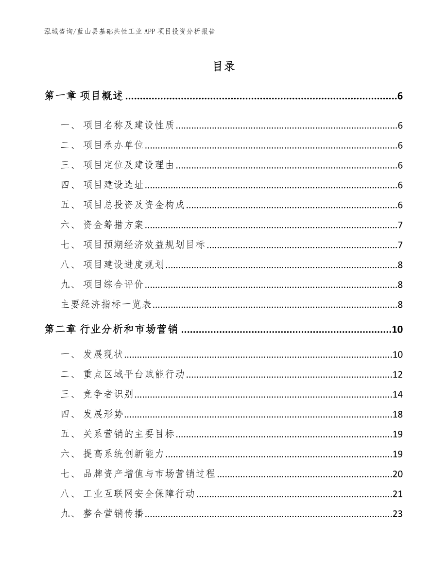 蓝山县基础共性工业APP项目投资分析报告_第1页