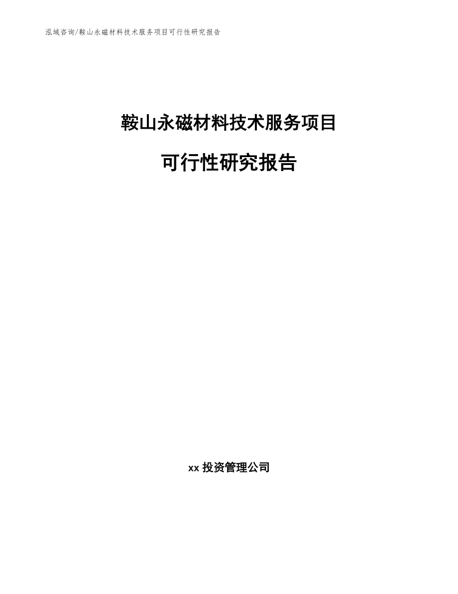 鞍山永磁材料技术服务项目可行性研究报告（模板范文）_第1页