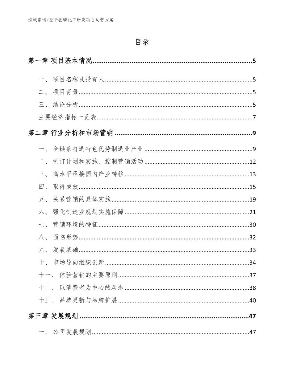 金平县磷化工研发项目运营方案（模板范本）_第1页