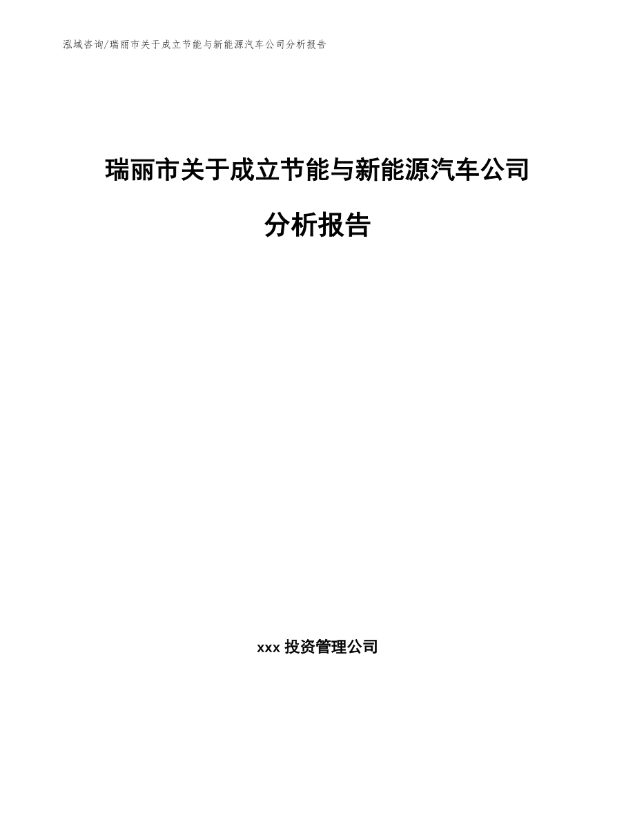 瑞丽市关于成立节能与新能源汽车公司分析报告（范文模板）_第1页