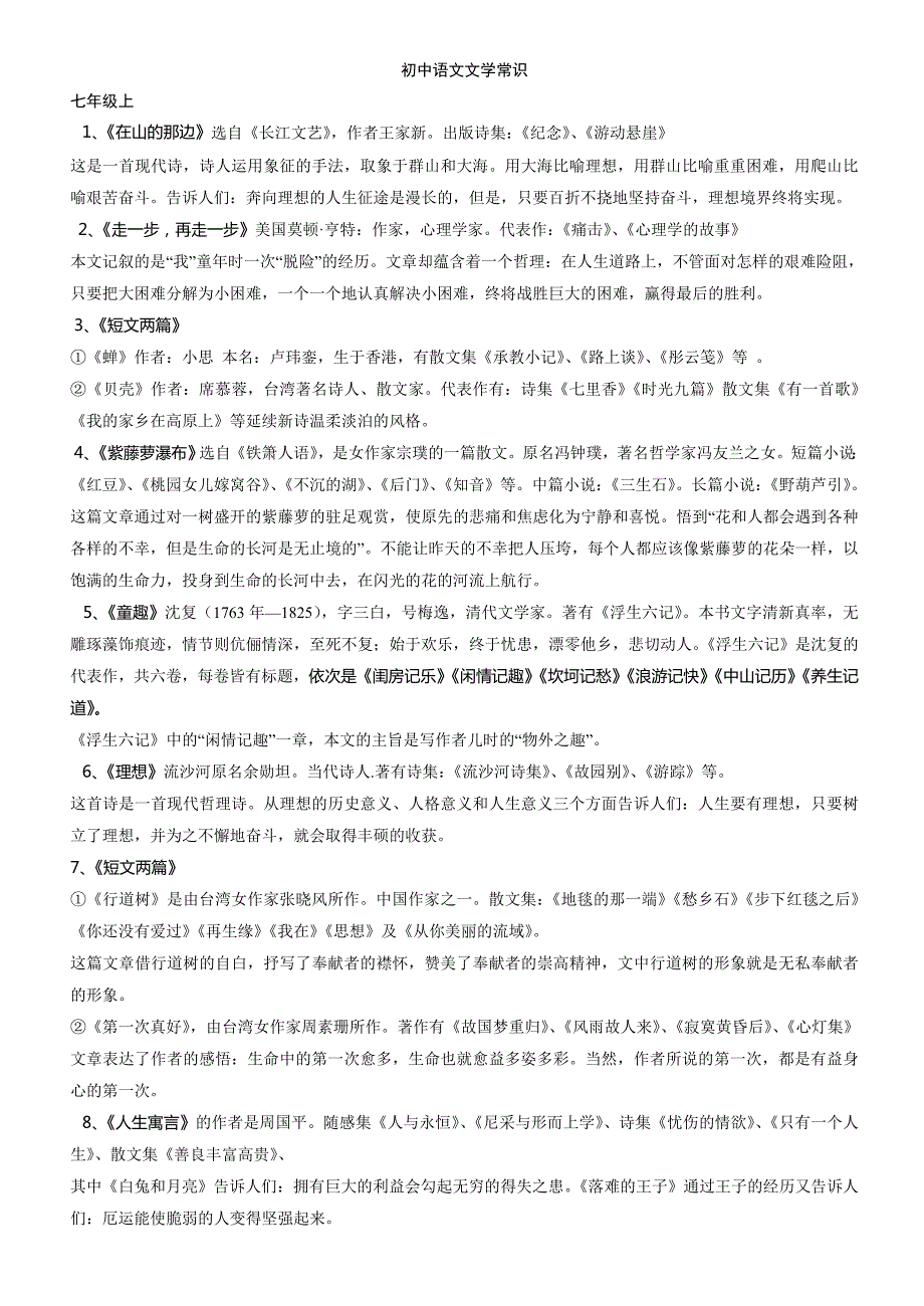 初中语文文学常识大全分解_第1页