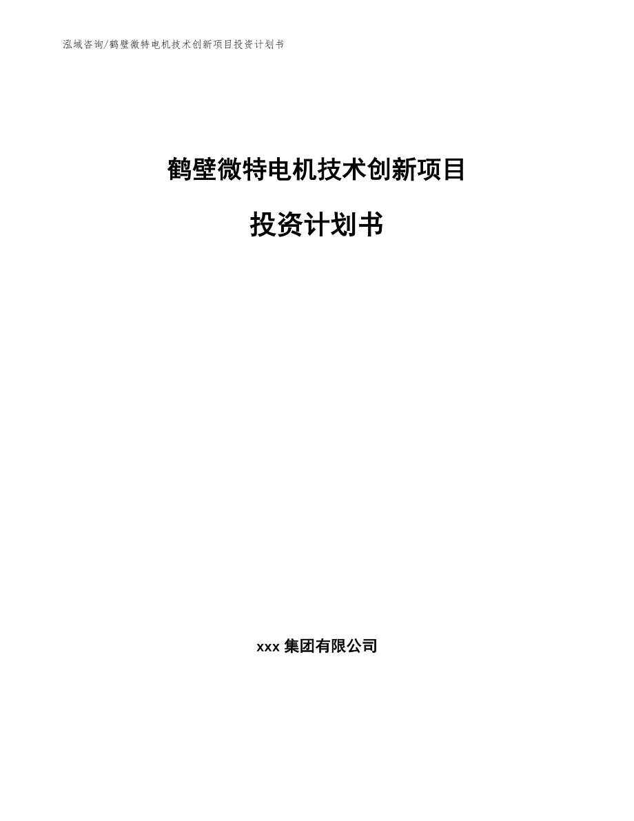 鹤壁微特电机技术创新项目投资计划书_第1页