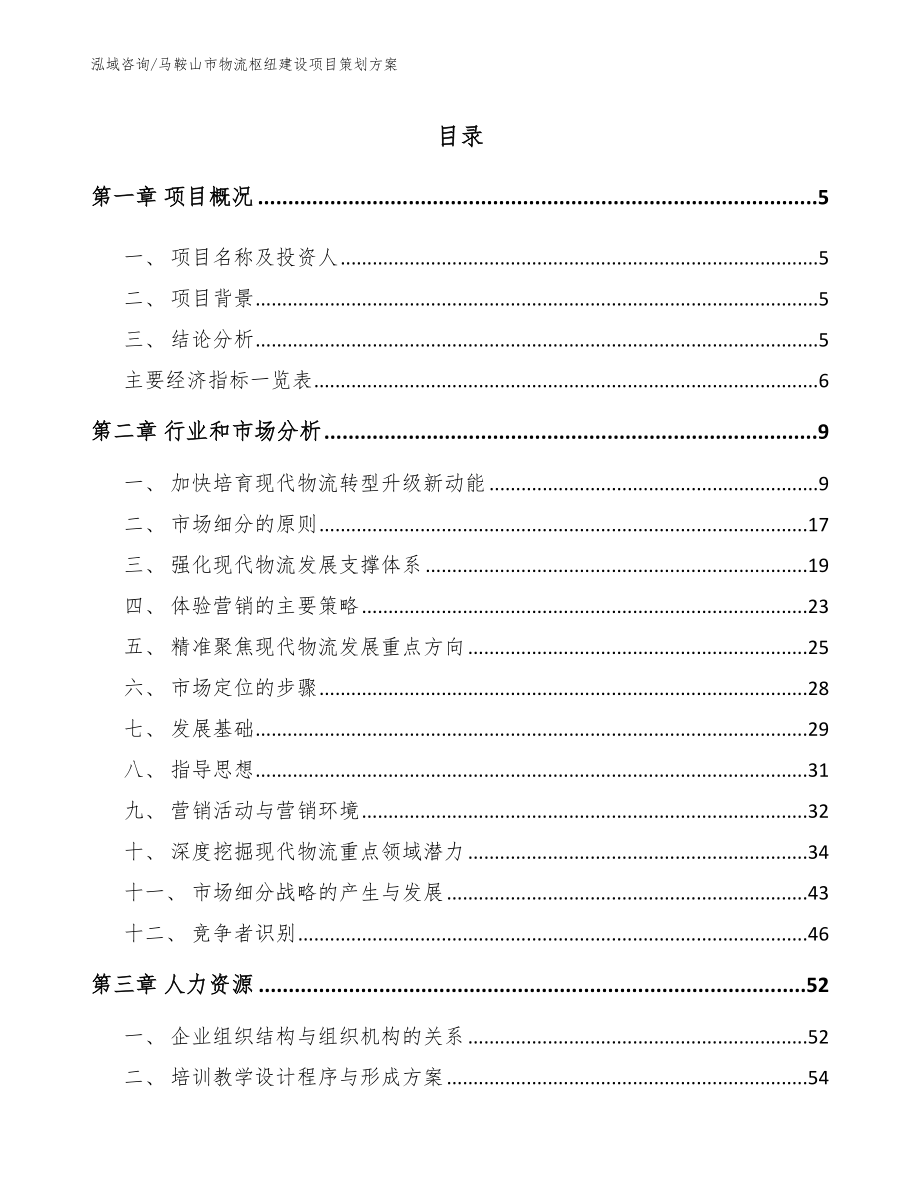 马鞍山市物流枢纽建设项目策划方案（参考范文）_第1页