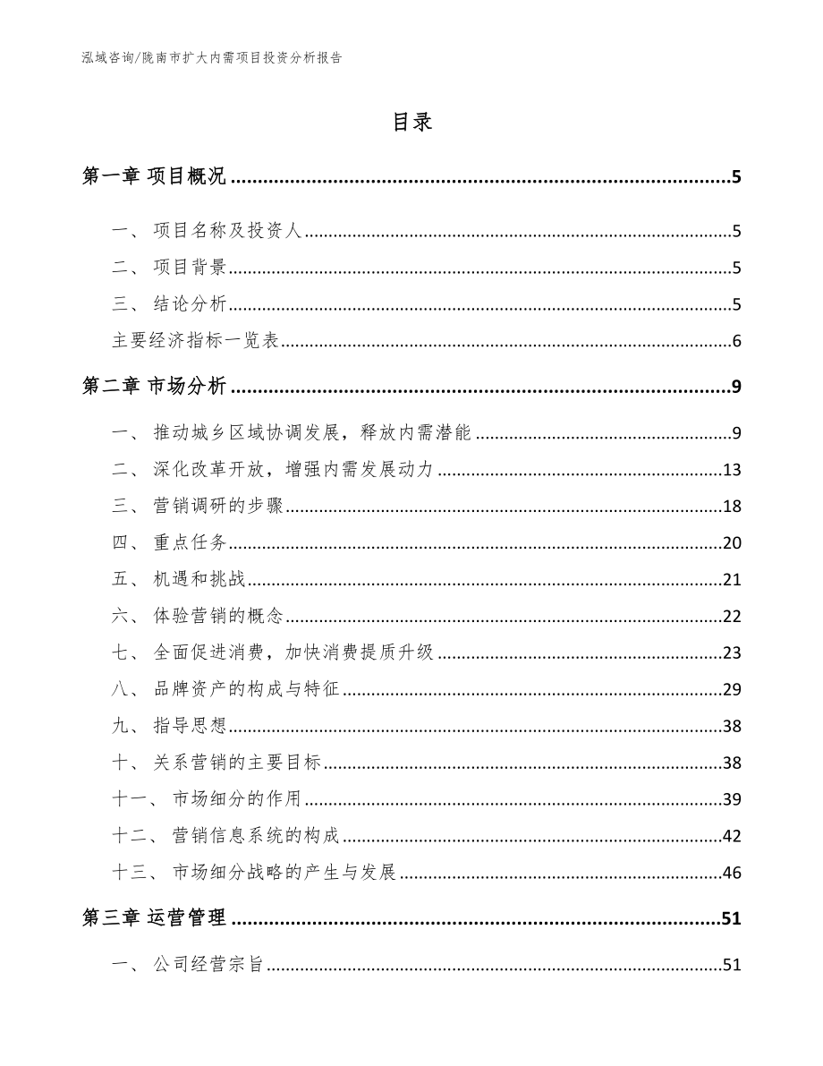 陇南市扩大内需项目投资分析报告范文_第1页